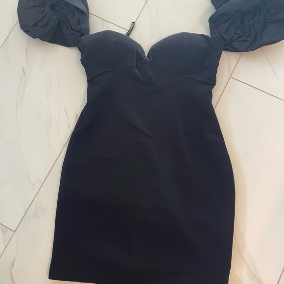 Ronny Kobo Gioia puff sleeve sweetheart neckline little black dress 👗 - Picture 4 of 5